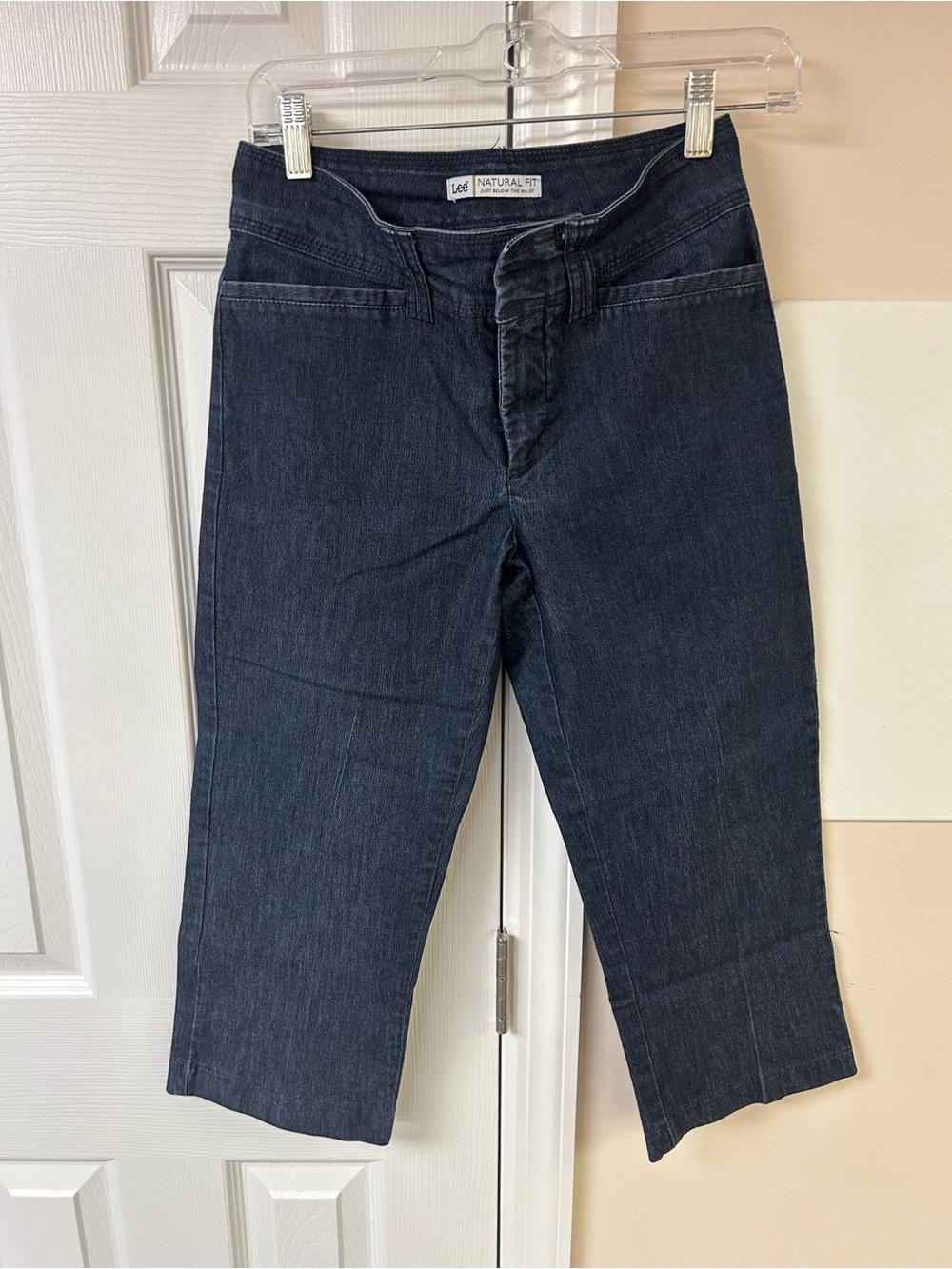 Lee Natural Fit Denim Capri Cropped Pants Jeans Dark Wash